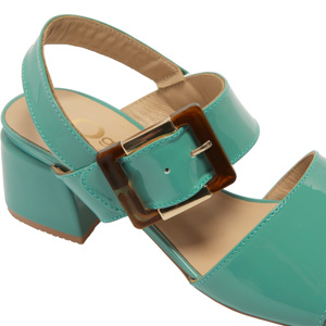 Carl Scarpa Saltare Turquoise Leather Block Heel Sandals